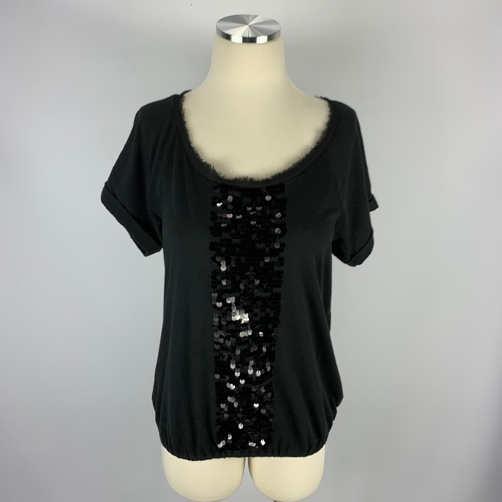 Ann Taylor LOFT Medium Blouse Black Rhinestones